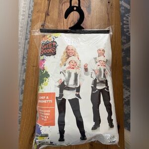 Spaghetti & meatballs baby Halloween costume for carrier & matching chef hat